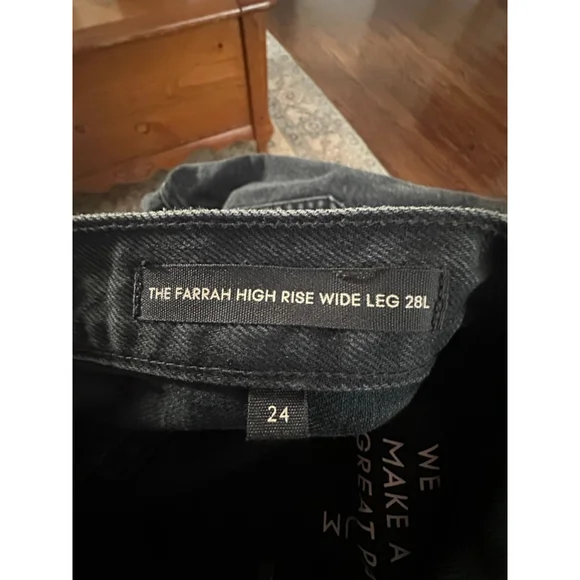 Women's Denim Forum Black The Farrah High Rise Wide Leg Jeans Size 24 - Picture 9 of 12